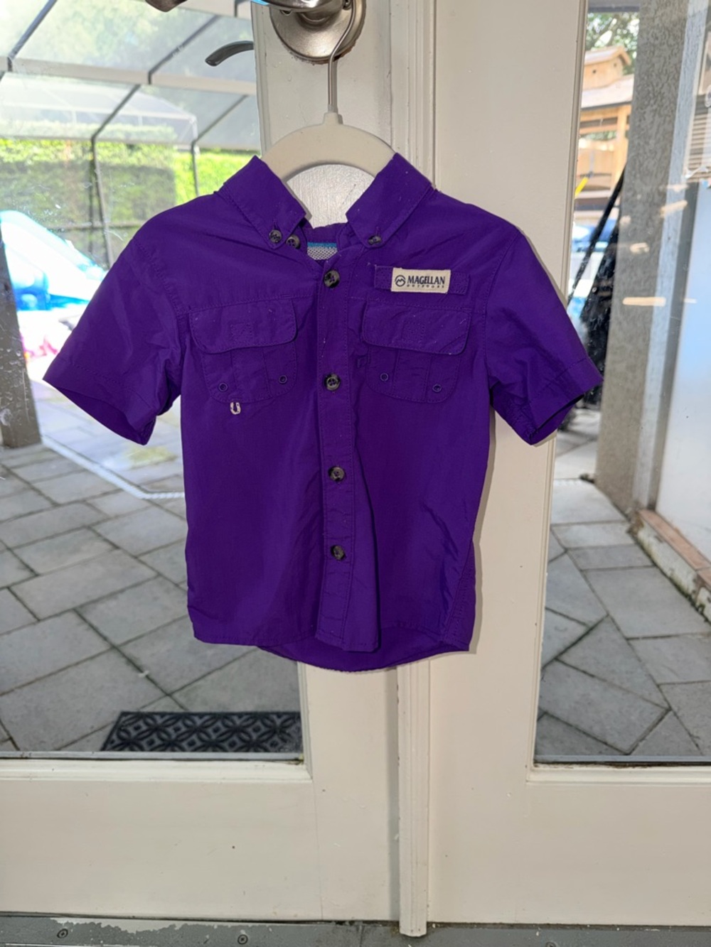 Magellan Outdoors Kids Purple Short-Sleeve Button-Down Shirt